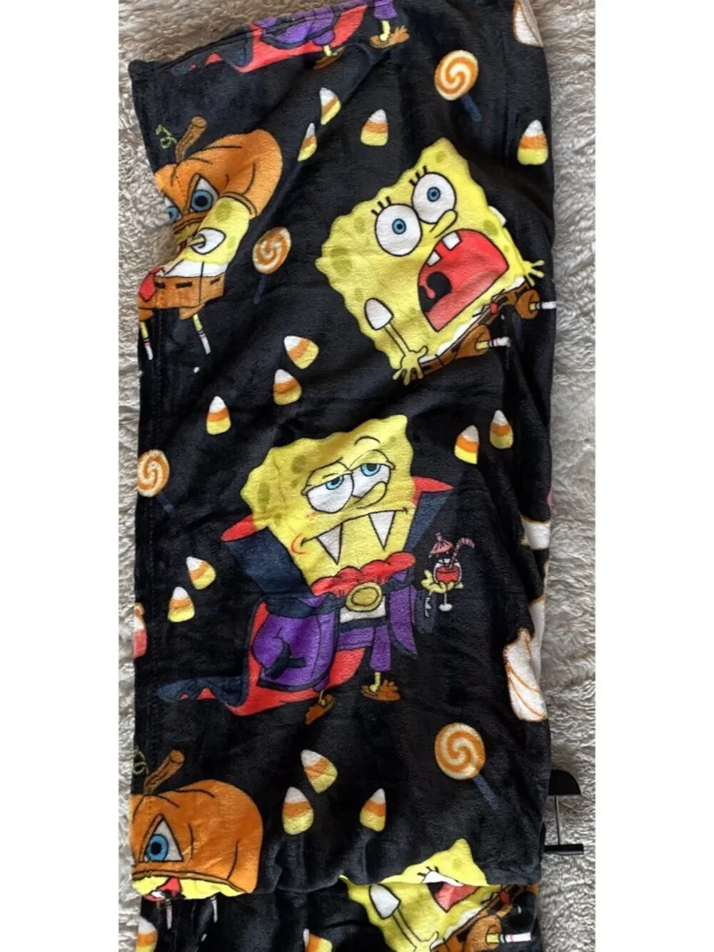 SpongeBob SquarePants Pumpkin Halloween Throw Blanket 50”x70” Patrick Mummy NEW